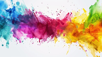 Abstract colorful watercolor background. Colorful brush strokes on white background