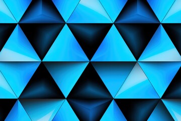 Symmetric sky blue and black triangle background pattern 