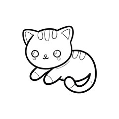 Hand drawn doodle of a cute kitten on a white background.