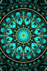 Symmetric teal circle background pattern