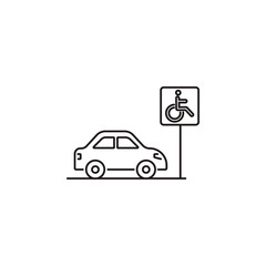 Icon parking for car transport service and vehicle or traffic line icon
