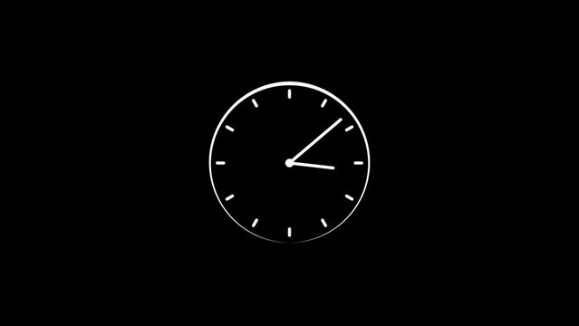 Wall Clock icon on black background, 24 hours timer clock animation .