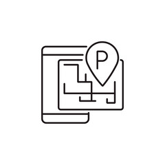 Smart parking pixel perfect linear icon. Location on GPS, mobile application. Internet of Things. Thin line illustration. Contour symbol.