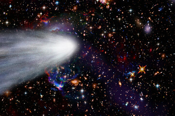 Comet, stars and galaxies. The elements of this image furnished by NASA.