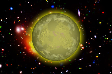 Moon and galaxies. The elements of this image furnished by NASA.