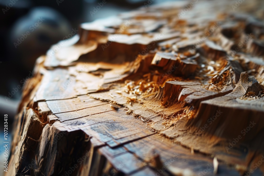 Poster A detailed close up of a piece of wood. Can be used as a background or texture in various design projects