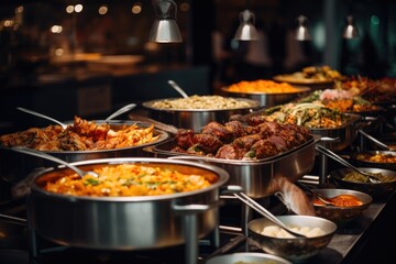 Buffet Spread Featuring a Variety of Dishes