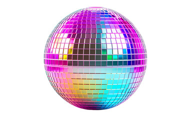 Vibrant Disco Ball Isolated Isolated on Transparent Background PNG.