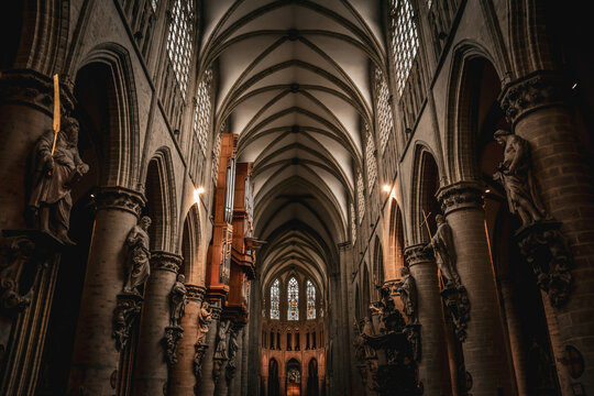 The Interior of St. Michael and St. Gudula Cathedral - Brussels, Belgium