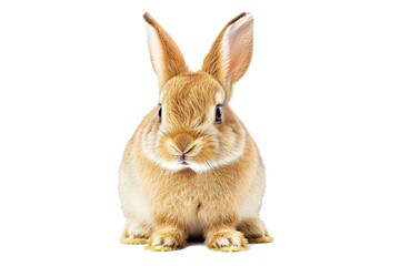 Obraz premium A brown rabbit sitting on top of a white floor. Perfect for animal lovers or Easter-themed designs
