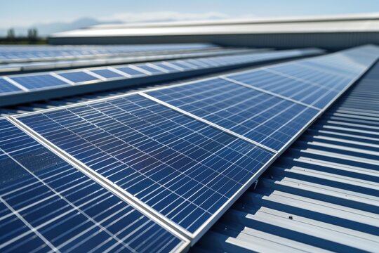A picture of solar panels installed on the roof of a building. Ideal for showcasing renewable energy solutions.