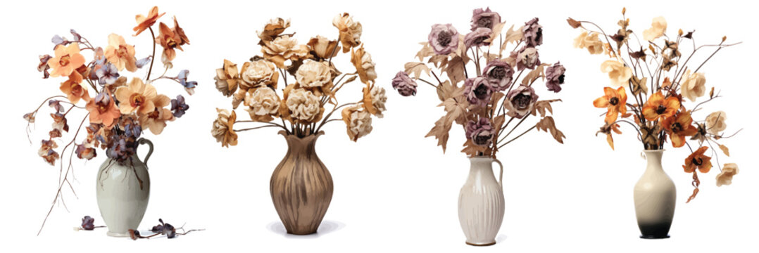 Vases of flowers that have withered because they have not been taken care of are discarded.