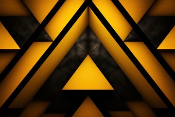 Symmetric yellow and black triangle background pattern 