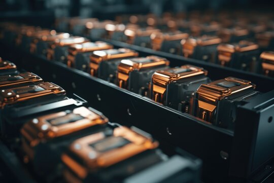 Hard drives in a data center server rack close-up