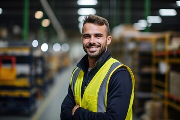 Fototapeta premium Portrait of a smiling man working in factory