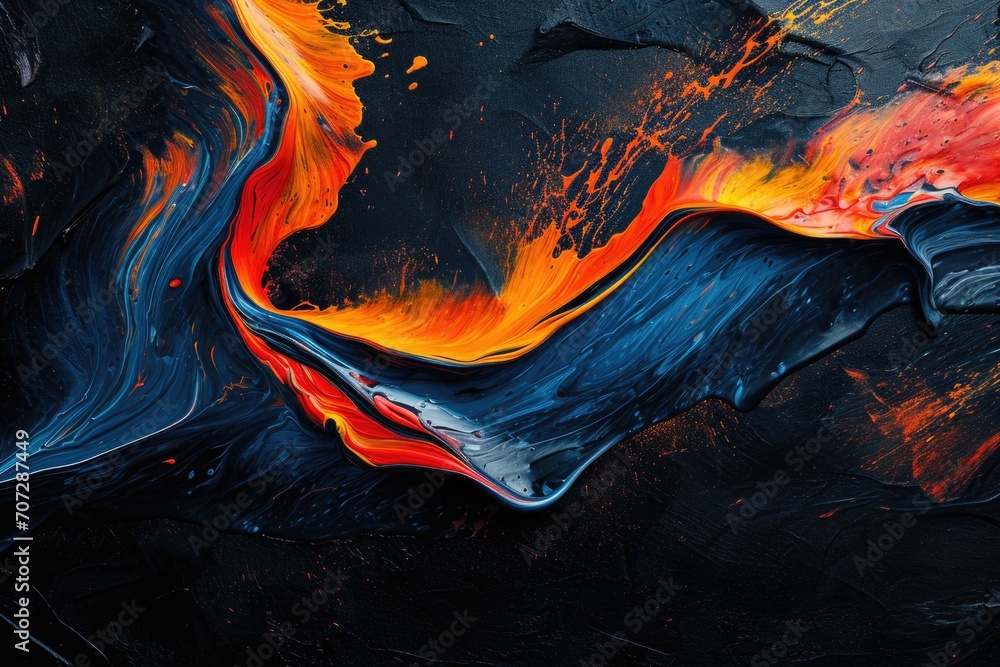 Poster A detailed close-up of a painting capturing the power and beauty of a wave. Perfect for adding a touch of nature and energy to any space