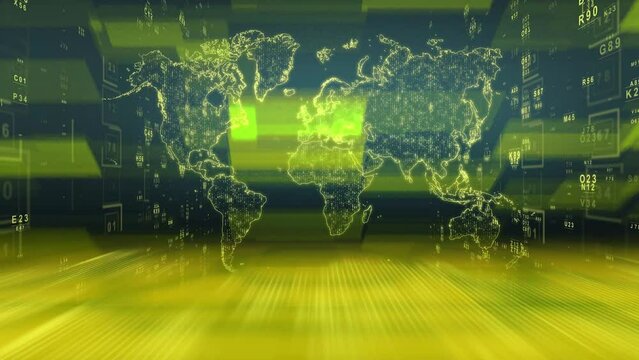 colorful world map gradient abstract loop background animation in 4k