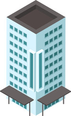 Big office structure icon, business service isometric 3d vector illustration, isolated on white. Concept banking construction tallest building premise, concrete glass department housing.