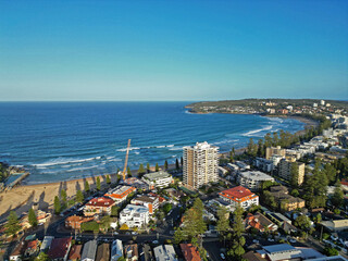 Aerial photograph captures the breathtaking Manly Beach, Manly, NSW, Australia.