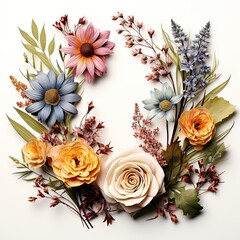 floral wreath, dry and fresh flowers