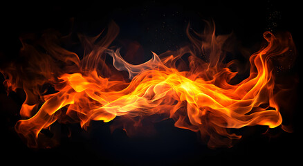 Fototapeta na wymiar Abstract fire flames on black background. Design element for brochure, advertisements, presentation, web and other graphic designer works