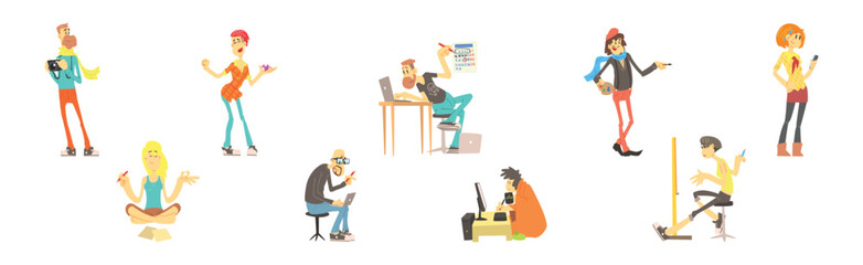 People Character Enjoy Creative Hobby and Recreation Activity Vector Set