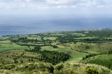 Fototapeta premium volcanic landscape with hills on Sao Miguel in Azores