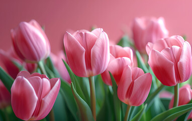 Pink Tulips on a Pink Background.
