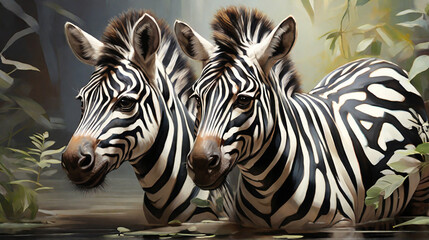 Hyperrealistic Charm of a Cute Black and White Zebra AI Generative - obrazy, fototapety, plakaty
