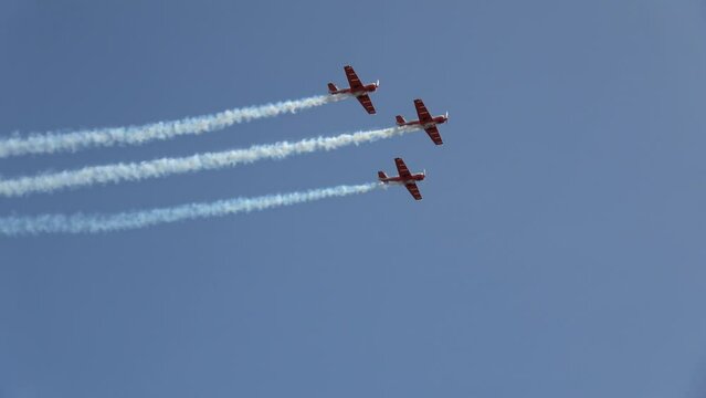 beautiful sport aircraft airshow in sky,  Lithuania