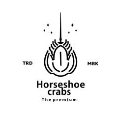 vintage retro hipster horseshoe crabs logo vector outline monoline art icon - obrazy, fototapety, plakaty
