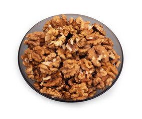 Walnuts  in bowl on white background