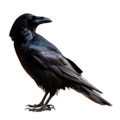 Fototapeta premium Black carrion crow isolated on transparent background. PNG