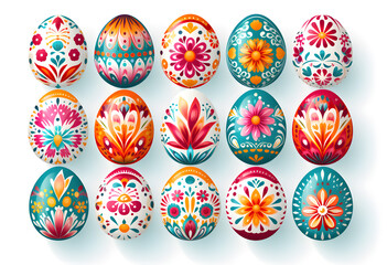 background to celebrate the easter season pastel colors blue pinks and multicolored decorated eggs space to place texts