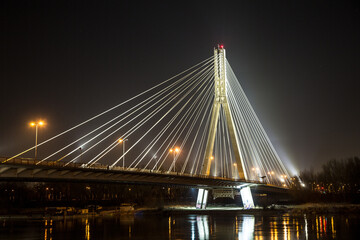 Warszawa Most Świętokrzyski w nocy