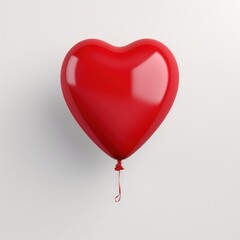 Valentine's day concept. Illustration of red heart balloon on white background. Generative AI.