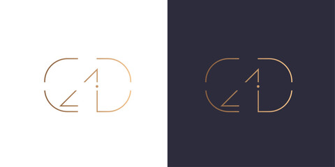 letters C, L, A, U, D, I and O logo name Claudio monogram, minimal style identity initial logo mark. Golden gradient vector emblem logotype for business cards initials.