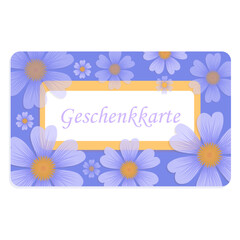 frame with flowers. Geschenkkarte. Giftcard. Card with flower. Voucher, coupon.
