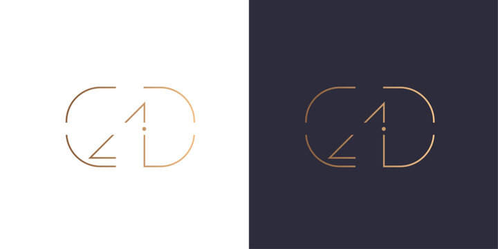 letters C, L, A, U, D, I and O logo name Claudio monogram, minimal style identity initial logo mark. Golden gradient vector emblem logotype for business cards initials.