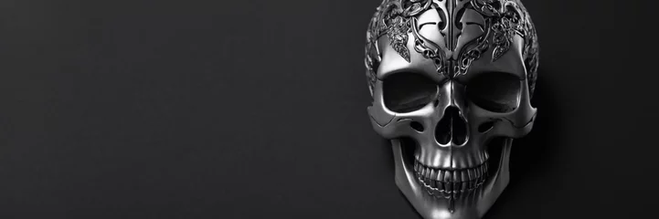 Poster Silver skull with a crown on a black background © Bionik