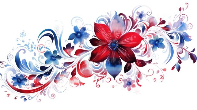 Abstract vector floral background with blue and red flowers, element for design