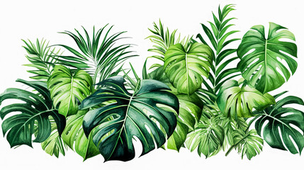 Fototapeta na wymiar Exotic leaves, vibrant colors a perfect backdrop for your summer designs and banners.