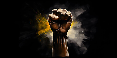 Illustration of a male fist on dark background 