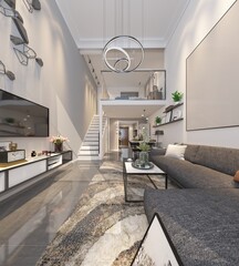 3d render loft apartment interior