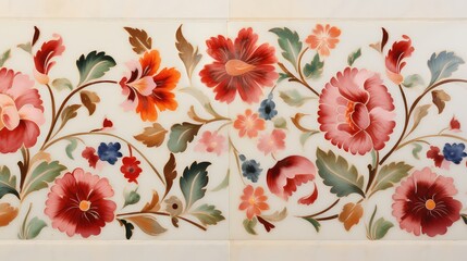 Vintage floral tiles from the 16th century, Lisbon, - obrazy, fototapety, plakaty
