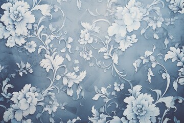 Blue grunge background with flowers