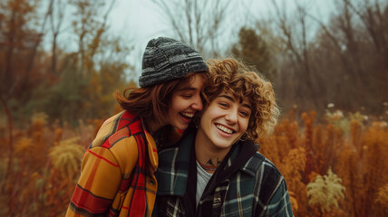 Fototapeta premium two in love woman together , ai 