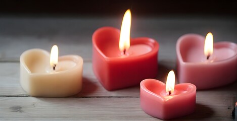 heart shaped candles holiday, night, celebration, three, burn, glowing, darkness, glow, romance, yellow, religion, 