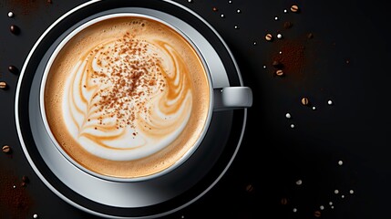 Cappuccino creamy milk foam texture. Top view - obrazy, fototapety, plakaty