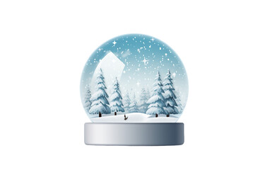 Snow globe capturing a serene winter landscape Isolated on Transparent Background PNG.